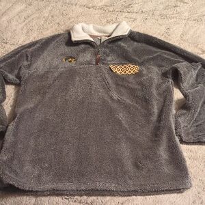 Women's Pressbox Gray IA Hawkeyes Shaggy Super Plush Fleece Quarter-Zip Jacket